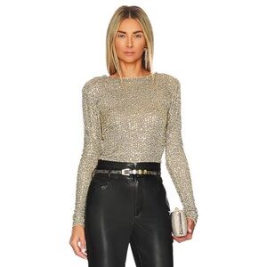 Free People Gold Rush Sequin Top
